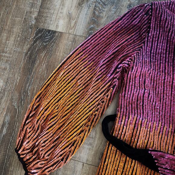 Retrofete Gabrielle Robe Sequin Dress in Ombre Pink Orange Size XS NWT - Picture 6 of 14